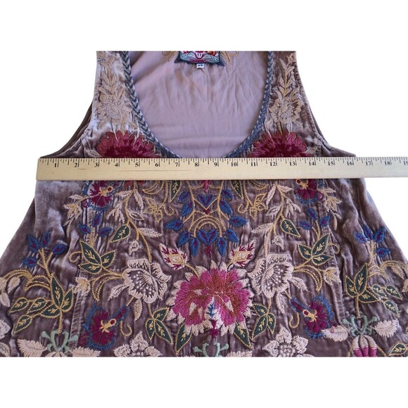 Johnny Was Simone Velvet Swing Tank Silk Embroidered SIZE X Small - Picture 7 of 9